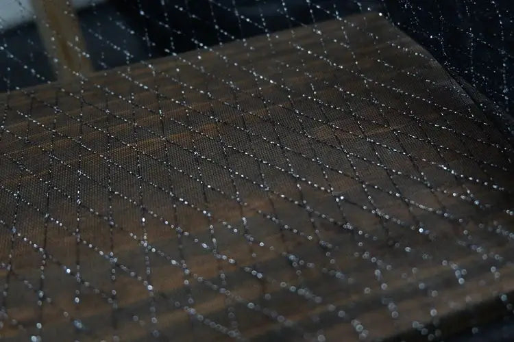 Thin Tulle Veil Fabric 150cm Wide Grid Mesh Lace with Gold Silver Thread for Sewing DIY Dress Decoration