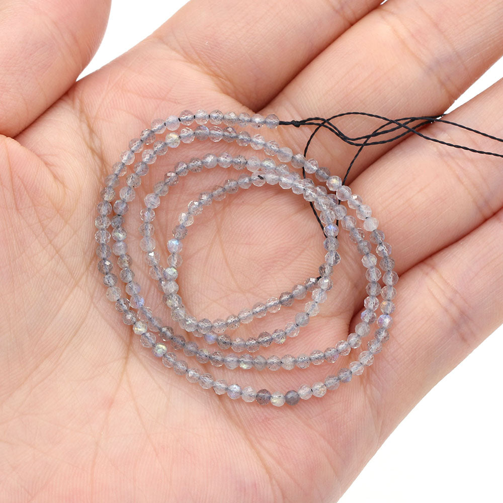 2mm Faceted Gemstone Beads Natural Stone Round Small Beads for Jewelry Making DIY Bracelet Necklace Craft Supplies