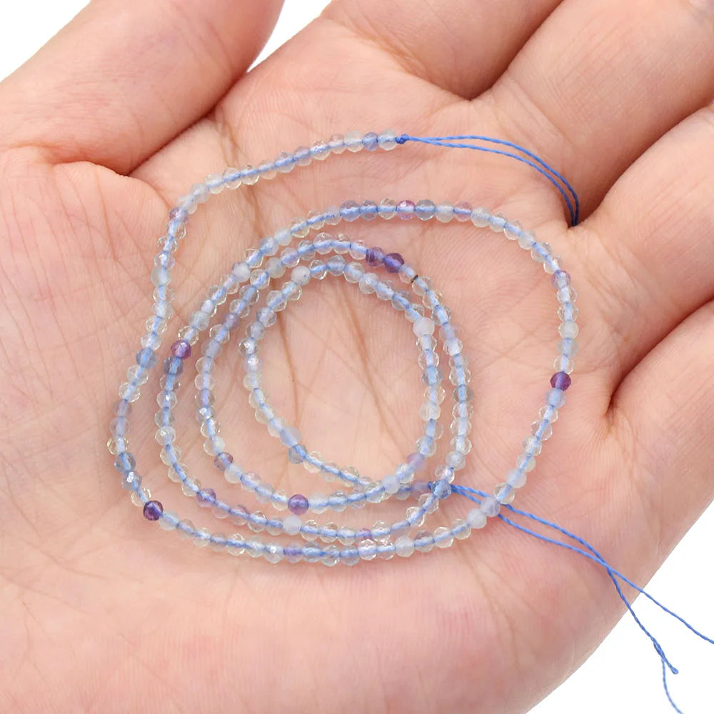 2mm Faceted Gemstone Beads Natural Stone Round Small Beads for Jewelry Making DIY Bracelet Necklace Craft Supplies