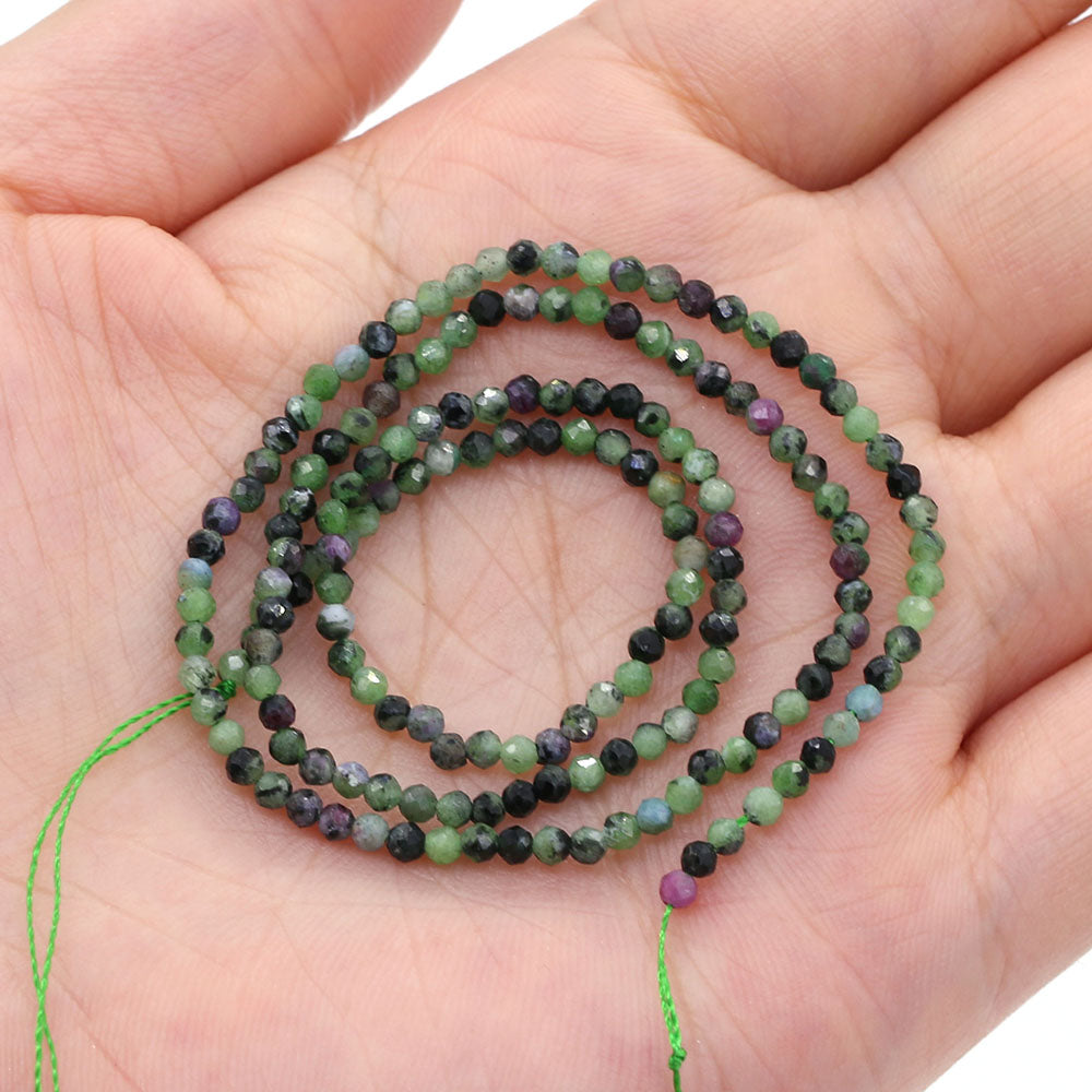 2mm Faceted Gemstone Beads Natural Stone Round Small Beads for Jewelry Making DIY Bracelet Necklace Craft Supplies