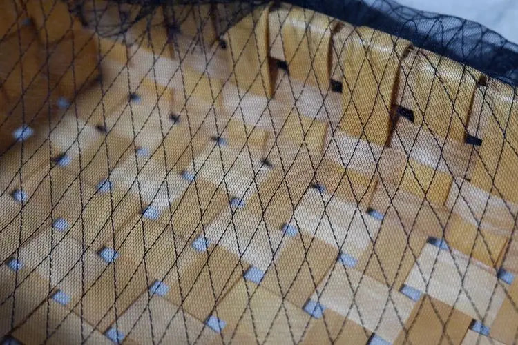 Thin Tulle Veil Fabric 150cm Wide Grid Mesh Lace with Gold Silver Thread for Sewing DIY Dress Decoration