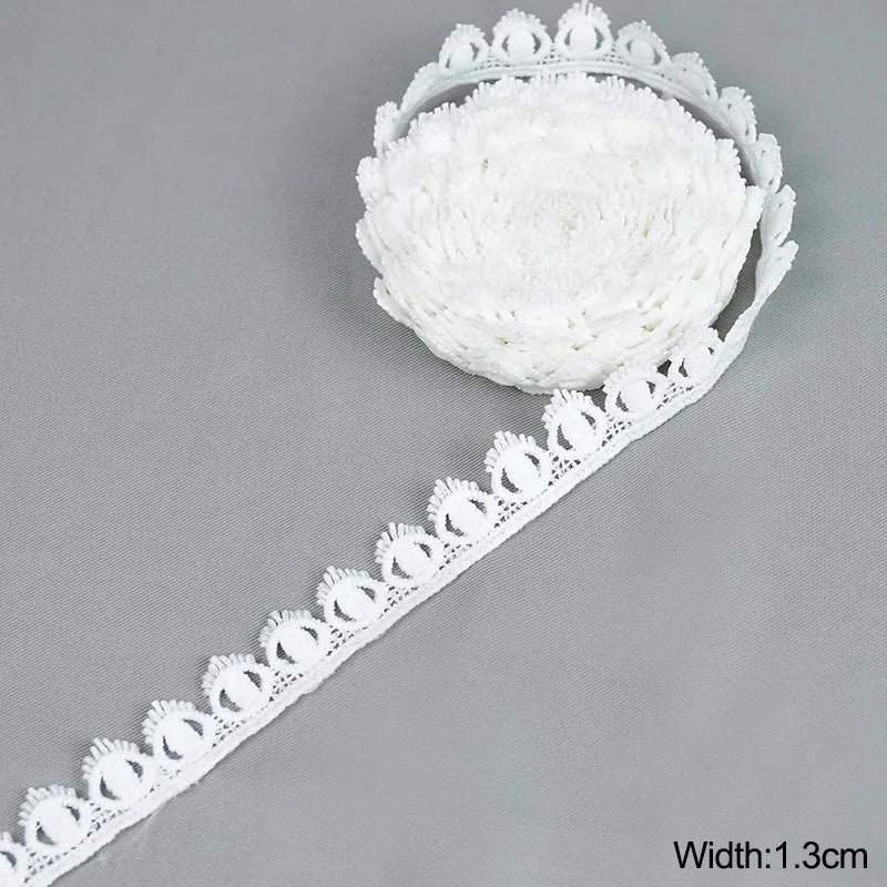 White Lace Trim Milk Silk Water Soluble Embroidery Ribbon Sewing Trim for Clothing DIY Crafts 1–4cm 5 Yards