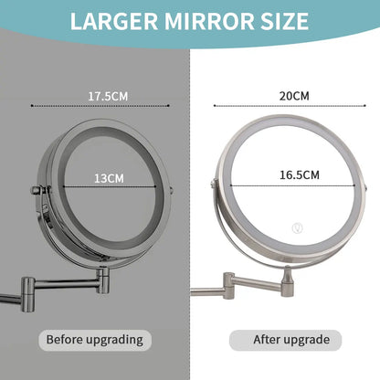 Transformeer je verzorgingsroutine met deze 8-inch wandgemonteerde LED make-up spiegel – Verstelbaar & 10X vergroting voor een vlekkeloze schoonheid!
