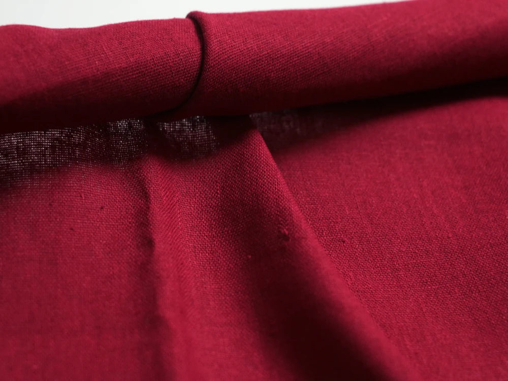 Burgundy Linen Cotton Fabric Red Flax Cloth for Sewing DIY Patchwork Home Decor Garment Fabric