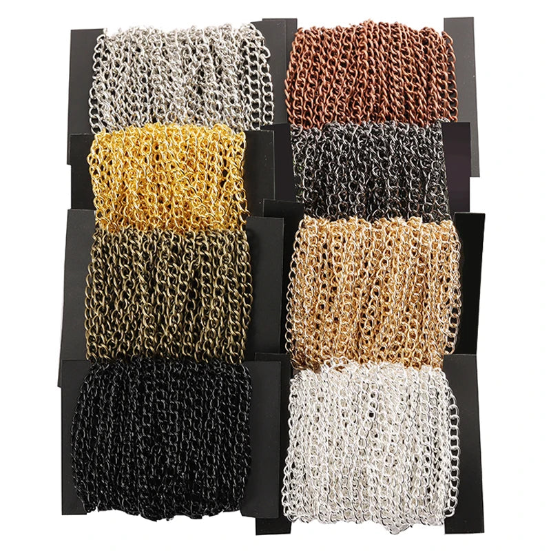 2 m Schmuckkette Metall flach 2.5 3.5 4.5 mm Halskettenkette DIY Schmuckherstellung Kettenzubehör