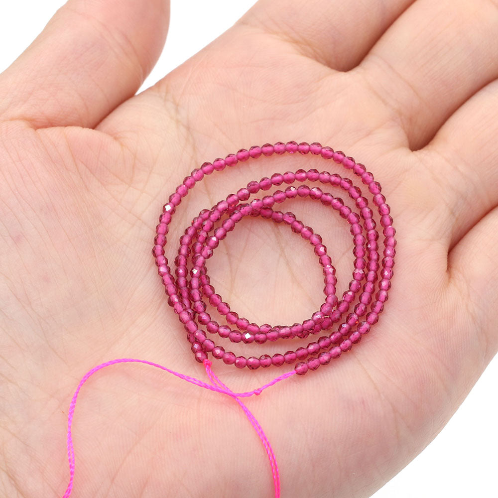 2mm Faceted Gemstone Beads Natural Stone Round Small Beads for Jewelry Making DIY Bracelet Necklace Craft Supplies