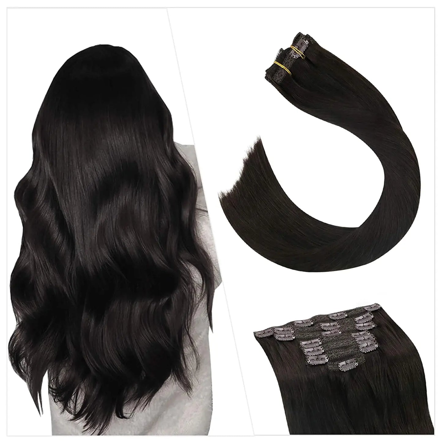 [16 Kleuren] Ugeat Clip in Haarextensions Menselijk Haar 14-22" Dubbele Weft Remy Haar Volledige Hoofd Clip in Extensions voor Vrouwen 7 Stuks