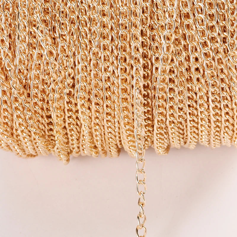 2 m Schmuckkette Metall flach 2.5 3.5 4.5 mm Halskettenkette DIY Schmuckherstellung Kettenzubehör