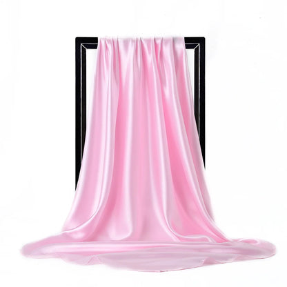 Elegante Zijden Sjaal voor Vrouwen - Premium Satijnen Effen Kleur Hijab, Stijlvolle Pareo, Veelzijdige Bandana, Chique Sjaal & Haarband, Perfecte 90*90cm Foulard