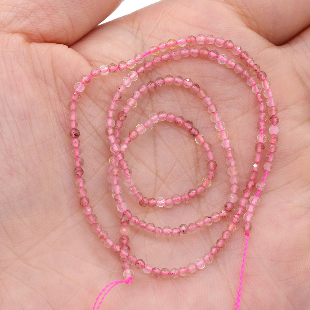 2mm Faceted Gemstone Beads Natural Stone Round Small Beads for Jewelry Making DIY Bracelet Necklace Craft Supplies