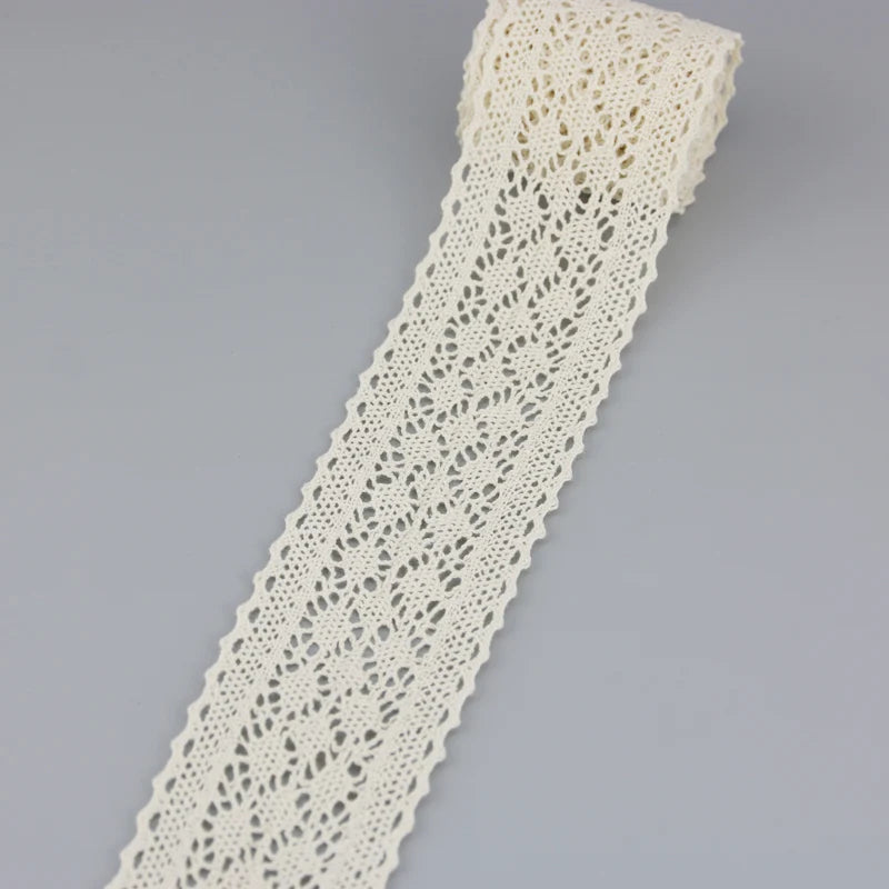 50mm Cotton Lace Trim 5 Meters Vintage Crochet Lace Ribbon for Sewing DIY Crafts Clothing Decor