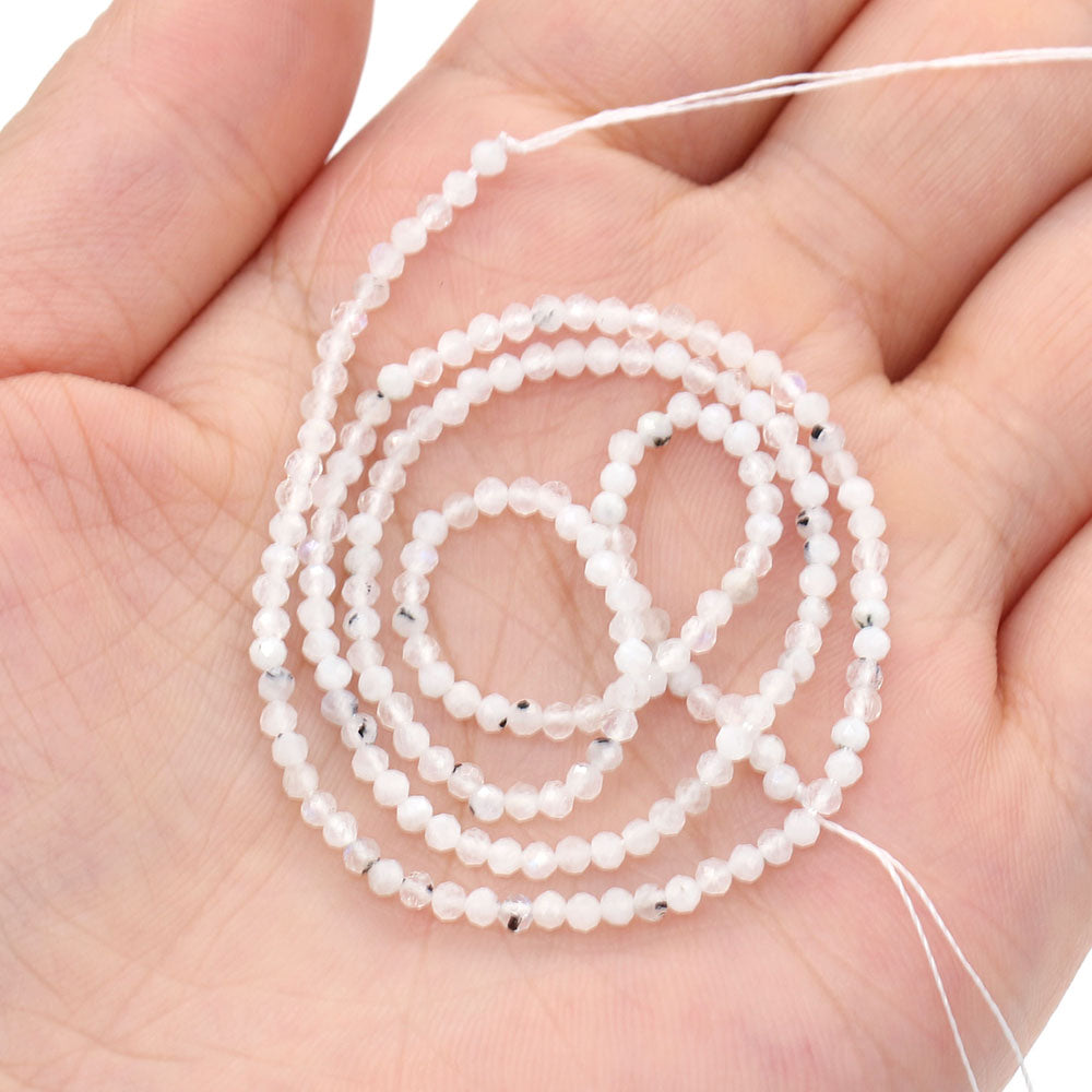 2mm Faceted Gemstone Beads Natural Stone Round Small Beads for Jewelry Making DIY Bracelet Necklace Craft Supplies