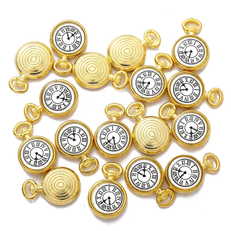 10pcs Antique Bronze Watch Clock Charms Vintage Time Pendants DIY Jewelry Making Supplies