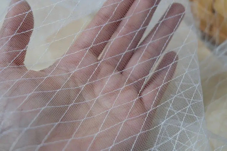 Thin Tulle Veil Fabric 150cm Wide Grid Mesh Lace with Gold Silver Thread for Sewing DIY Dress Decoration