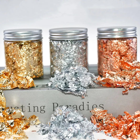 Gold Silver Rose Gold Leaf Flakes for Candles | Decorative Metal Foil | Candle Making Supplies for Wax & Resin