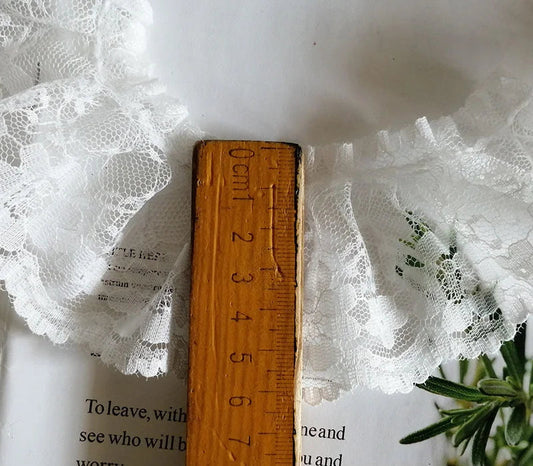 6cm Pleated Tulle Lace Trim White Black Embroidered Mesh Lace Sewing Fabric for Skirts Dresses DIY