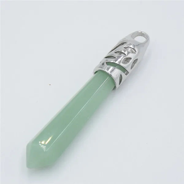 Hexagon Crystal Point Pendant Natural Stone Necklace Charm Reiki Prism Opal Onyx Jasper Turquoise Gift for Men Women