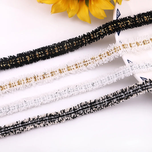 Gold Silver Silk Webbing Trim 1.4cm Vintage Sewing Lace for Clothing Decoration DIY Craft Accessories