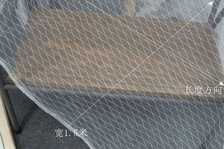 Thin Tulle Veil Fabric 150cm Wide Grid Mesh Lace with Gold Silver Thread for Sewing DIY Dress Decoration