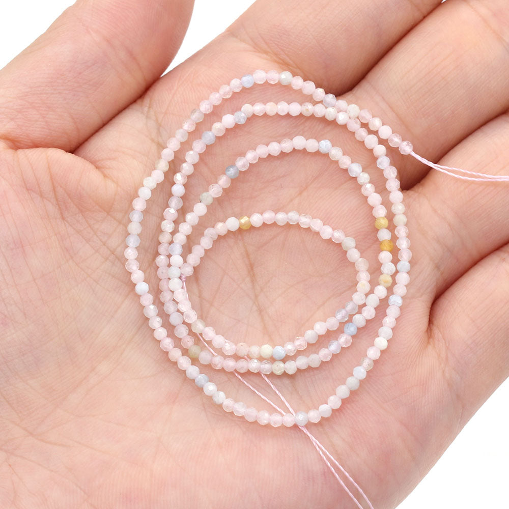 2mm Faceted Gemstone Beads Natural Stone Round Small Beads for Jewelry Making DIY Bracelet Necklace Craft Supplies