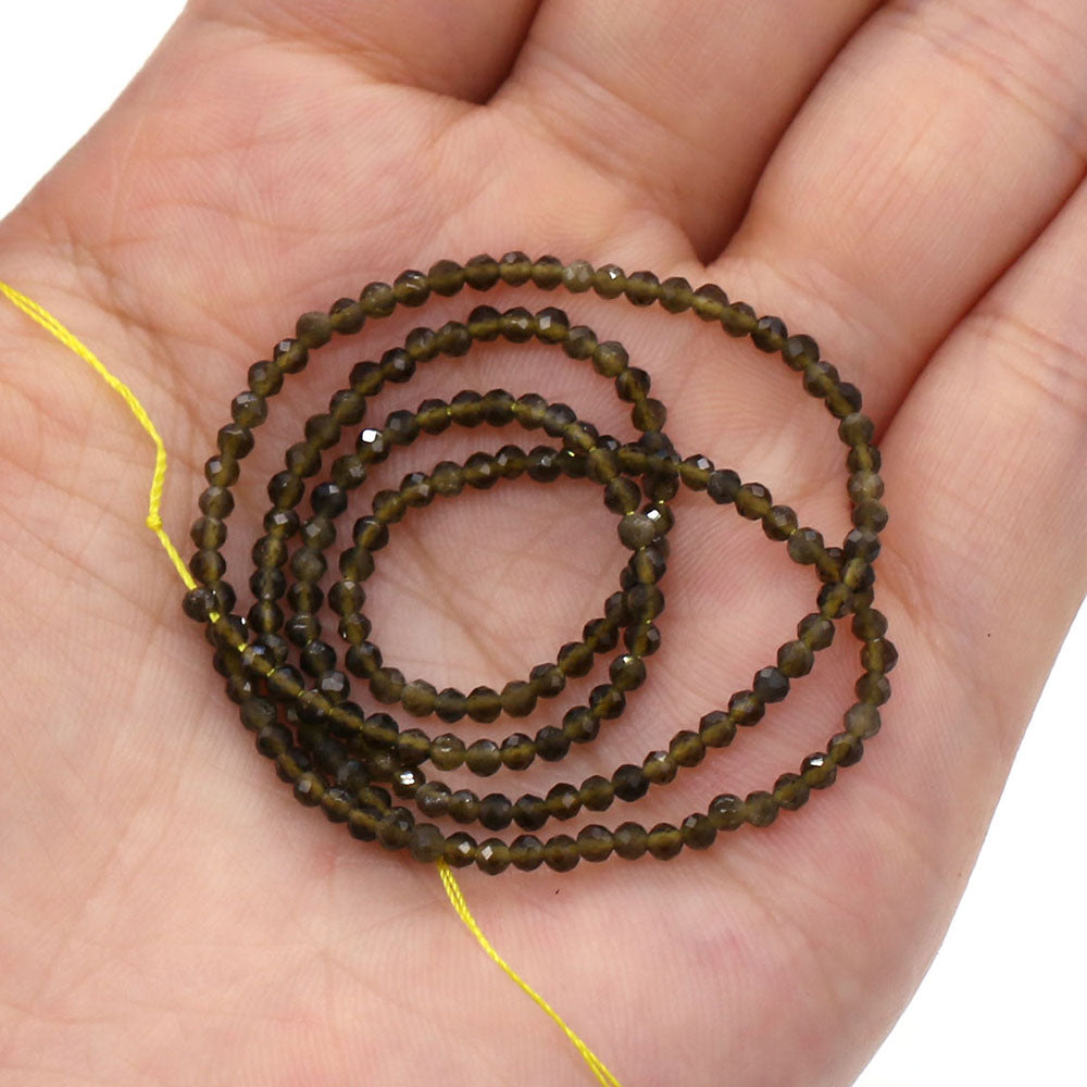 2mm Faceted Gemstone Beads Natural Stone Round Small Beads for Jewelry Making DIY Bracelet Necklace Craft Supplies