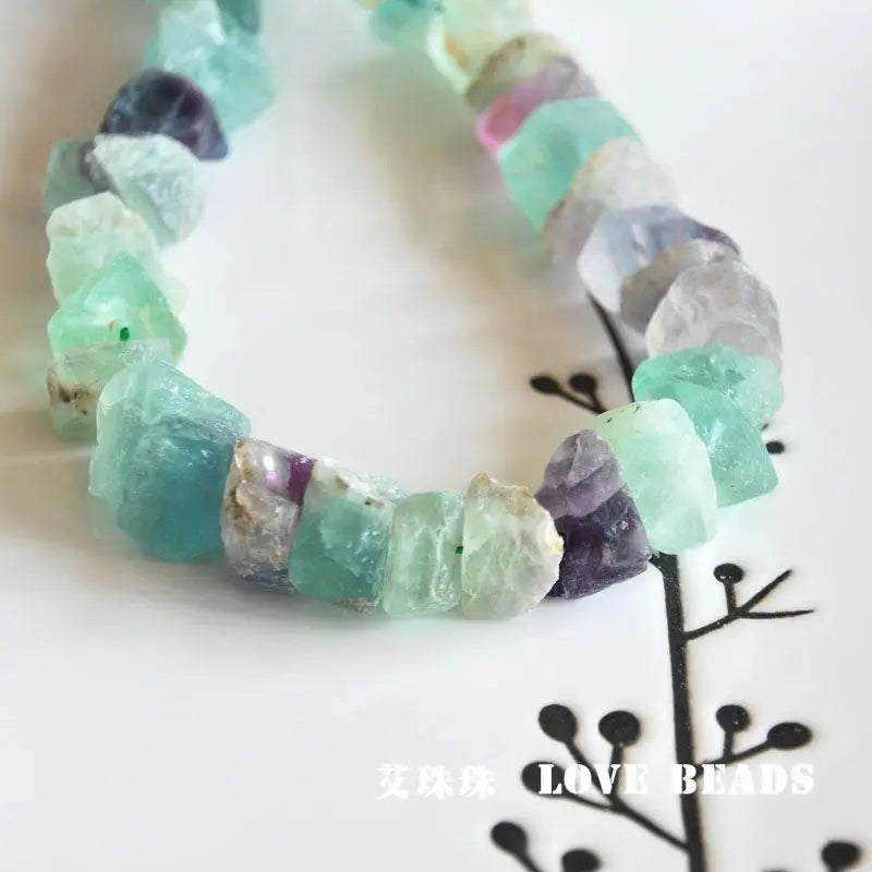 Natural Fluorite Amethyst Quartz Nugget Beads 7 Inch Half Strand Raw Gemstone Chips for Jewelry Making DIY Bracelet Supplies