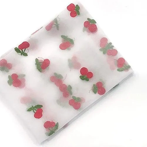 Cherry Embroidered Tulle Fabric 1 Meter Soft Mesh Fabric for Baby Dresses Tutu Skirts Wedding Party Sewing DIY