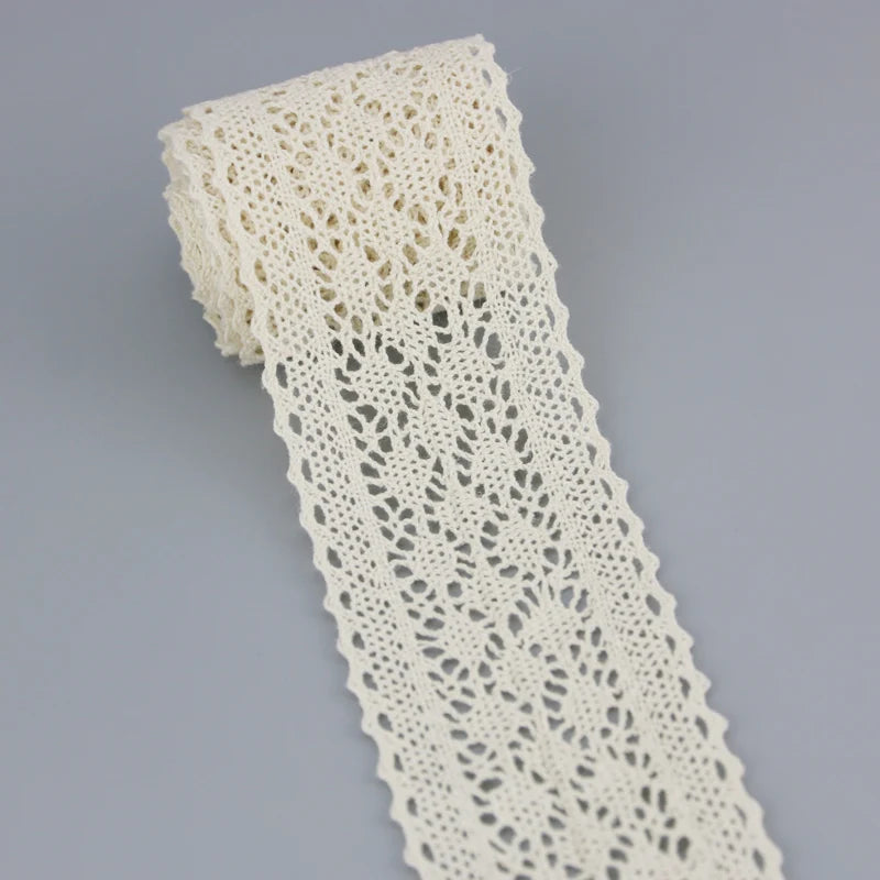 50mm Cotton Lace Trim 5 Meters Vintage Crochet Lace Ribbon for Sewing DIY Crafts Clothing Decor