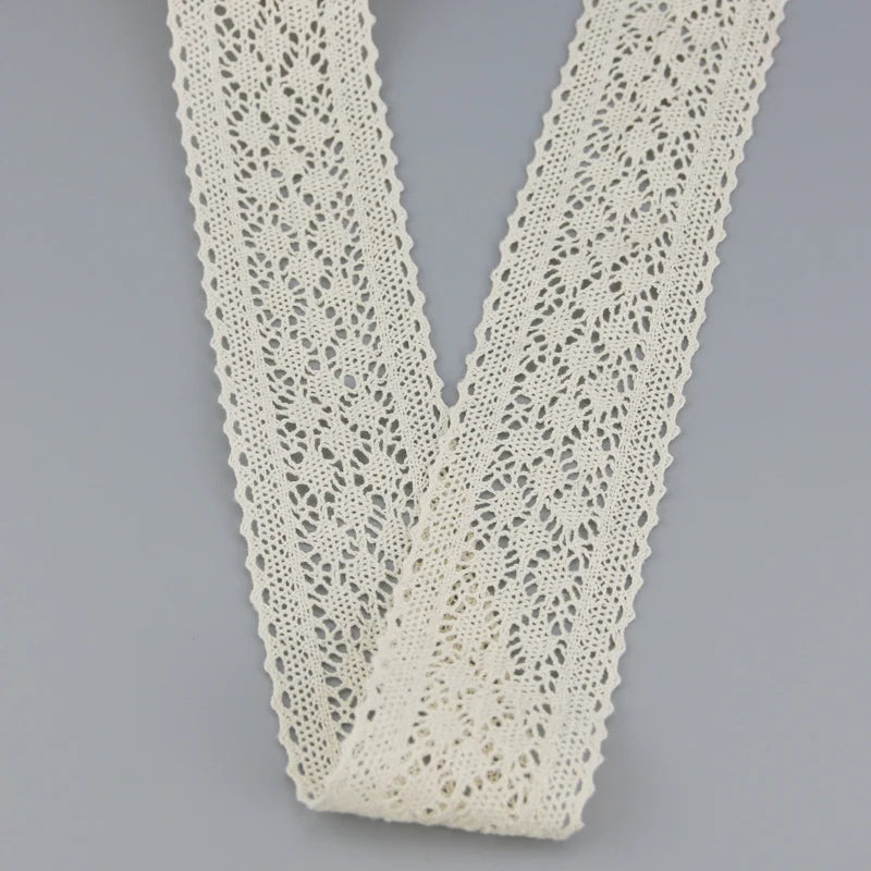50mm Cotton Lace Trim 5 Meters Vintage Crochet Lace Ribbon for Sewing DIY Crafts Clothing Decor