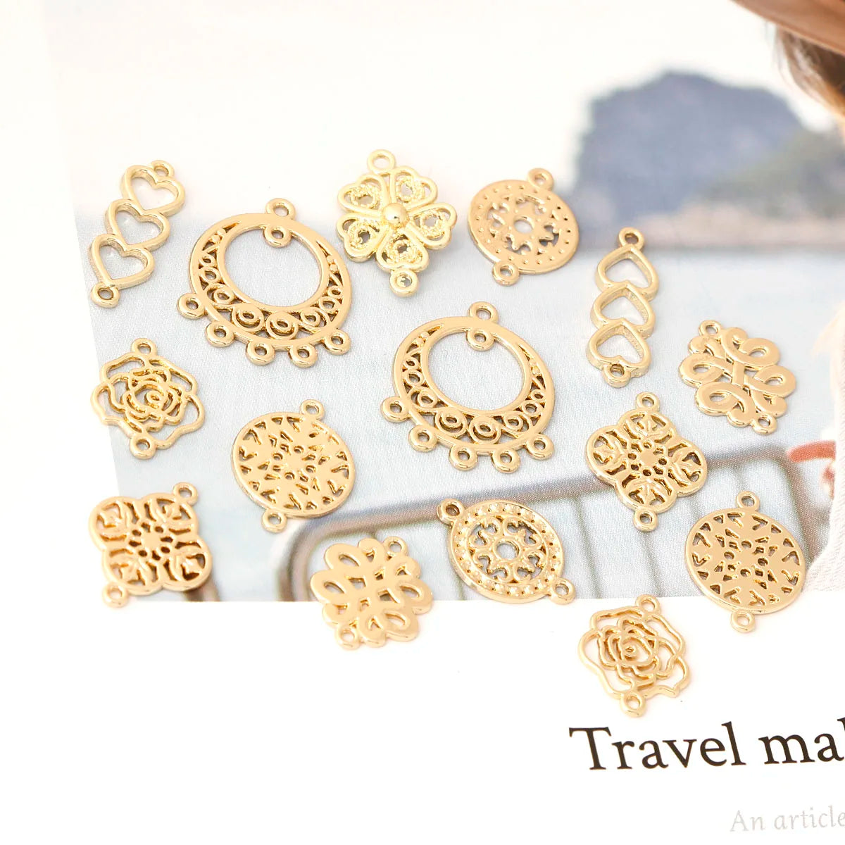 Antique Gold Connector Charms for Jewelry Making Zinc Alloy Links DIY Earrings Bracelets Craft Supplies