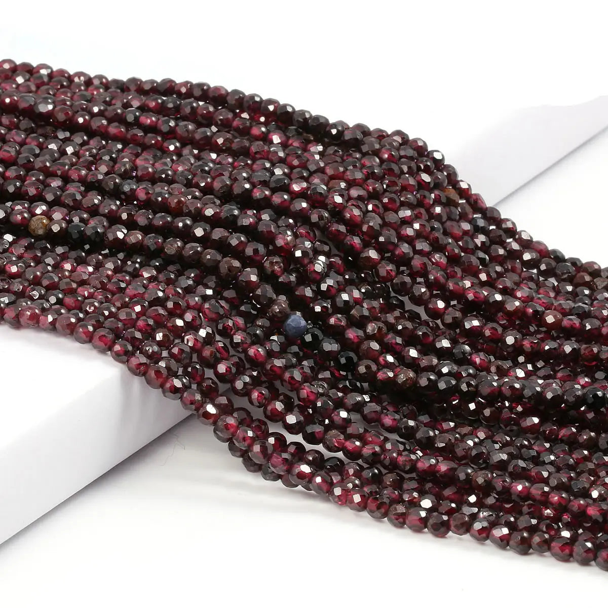 2mm 3mm Natural Garnet Faceted Beads 15 Inch Strand Small Round Gemstone Beads for DIY Bracelet Necklace Jewelry Making
