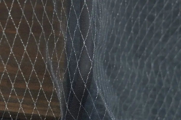 Thin Tulle Veil Fabric 150cm Wide Grid Mesh Lace with Gold Silver Thread for Sewing DIY Dress Decoration