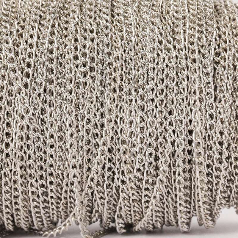 2 m Schmuckkette Metall flach 2.5 3.5 4.5 mm Halskettenkette DIY Schmuckherstellung Kettenzubehör