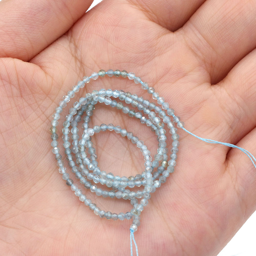 2mm Faceted Gemstone Beads Natural Stone Round Small Beads for Jewelry Making DIY Bracelet Necklace Craft Supplies