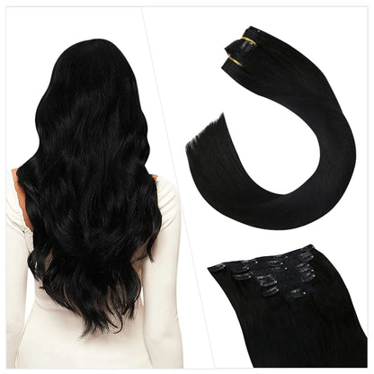 [16 Kleuren] Ugeat Clip in Haarextensions Menselijk Haar 14-22" Dubbele Weft Remy Haar Volledige Hoofd Clip in Extensions voor Vrouwen 7 Stuks