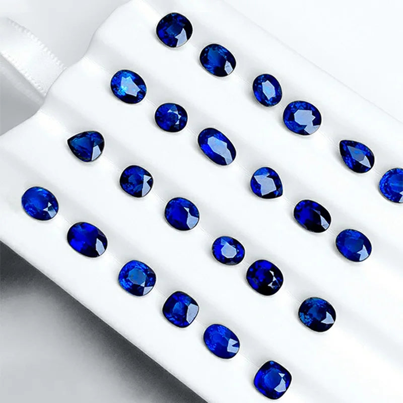 Blue Corundum Loose Gemstone Royal Blue Oval Cut Stone for Ring Pendant DIY Jewelry Making
