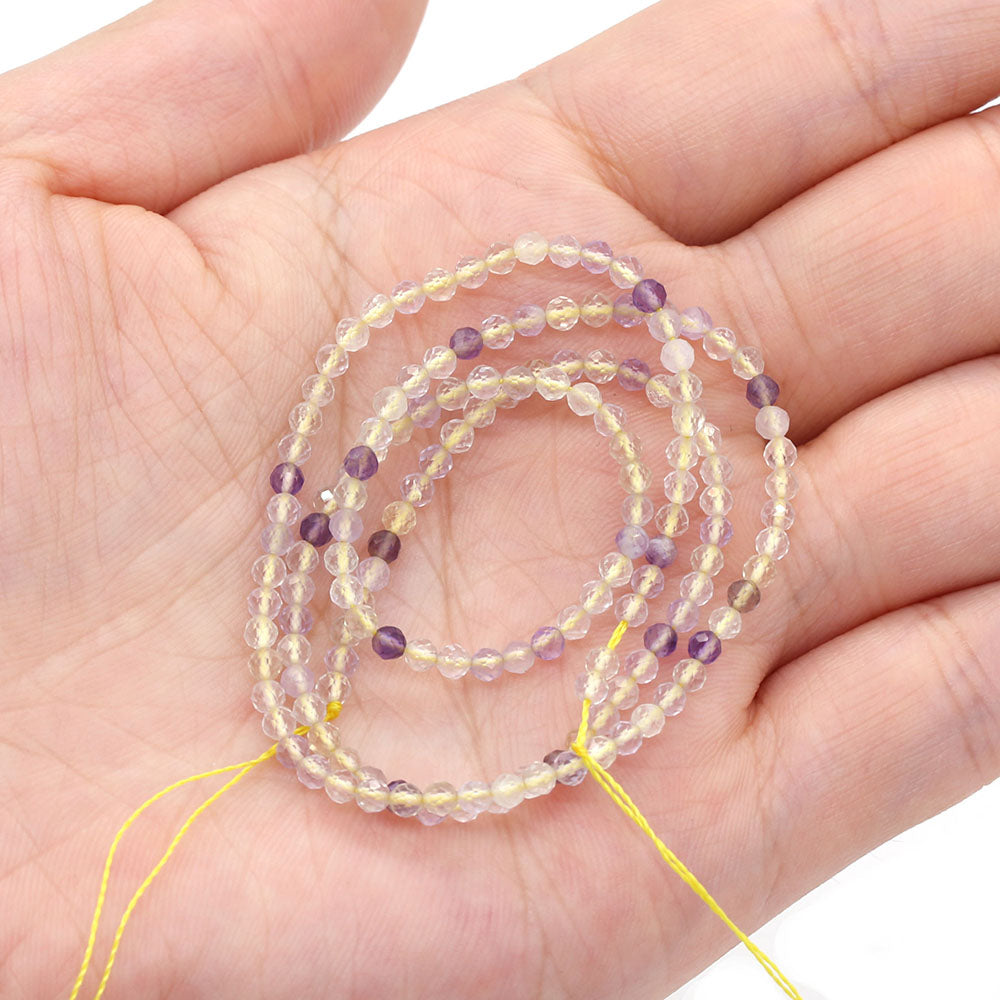 2mm Faceted Gemstone Beads Natural Stone Round Small Beads for Jewelry Making DIY Bracelet Necklace Craft Supplies