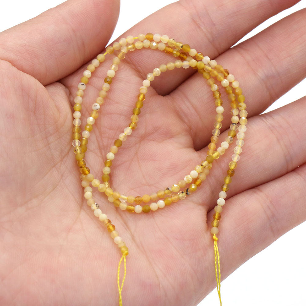 2mm Faceted Gemstone Beads Natural Stone Round Small Beads for Jewelry Making DIY Bracelet Necklace Craft Supplies