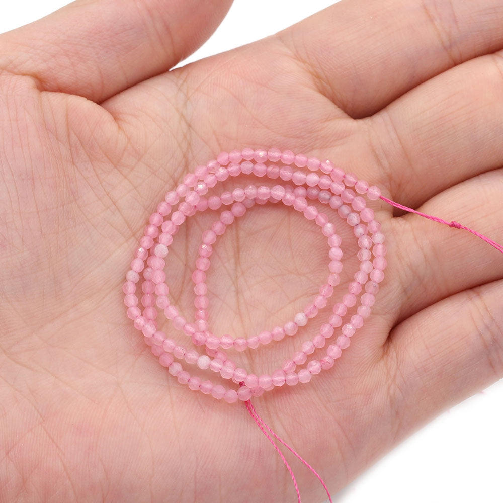 2mm Faceted Gemstone Beads Natural Stone Round Small Beads for Jewelry Making DIY Bracelet Necklace Craft Supplies