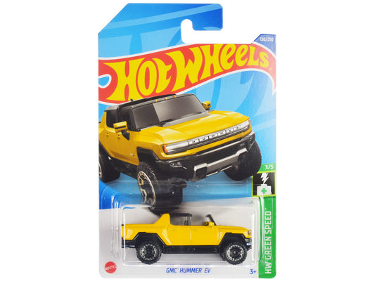 GMC Hummer EV Pickup Truck Yellow with Open Top "HW Green Speed" Series Diecast Model Car by Hot Wheels-0