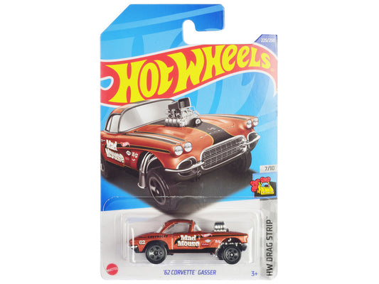 1962 Chevrolet Corvette Gasser "Mad Mouse" Copper Metallic with Black Stripes "HW Drag Strip" Series Diecast Model Car by Hot Wheels-0