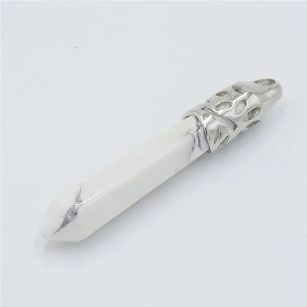 Hexagon Crystal Point Pendant Natural Stone Necklace Charm Reiki Prism Opal Onyx Jasper Turquoise Gift for Men Women