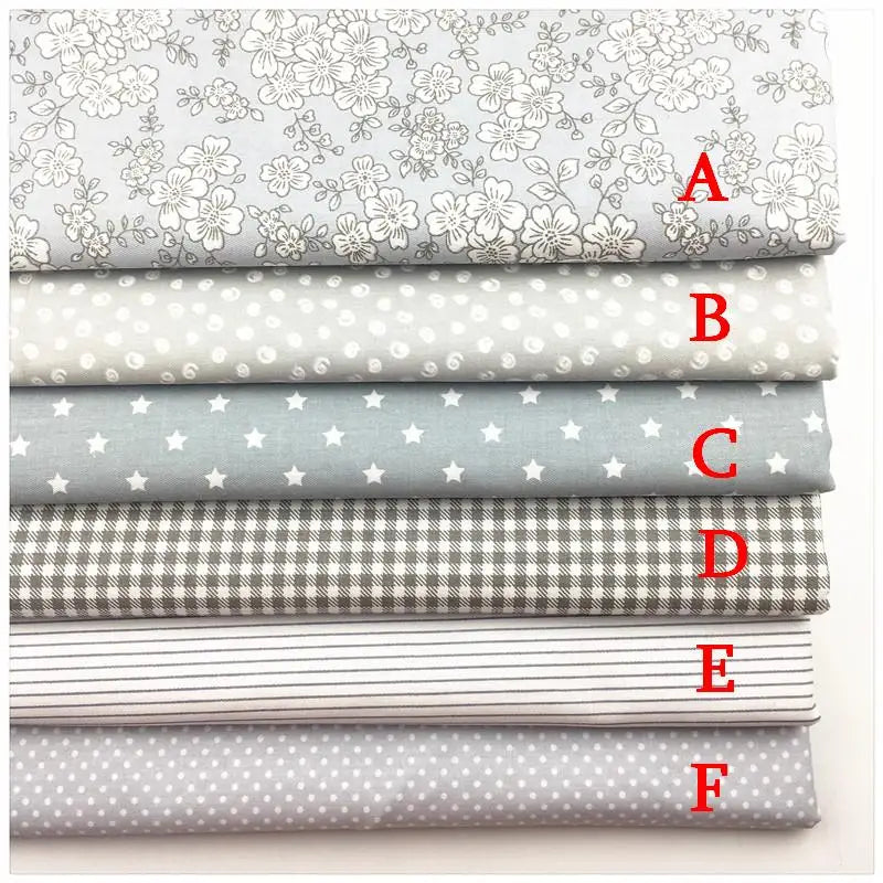 Gray Floral Cotton Fabric 160x50cm Printed Quilting Fabric for Sewing Patchwork Baby Bedding DIY