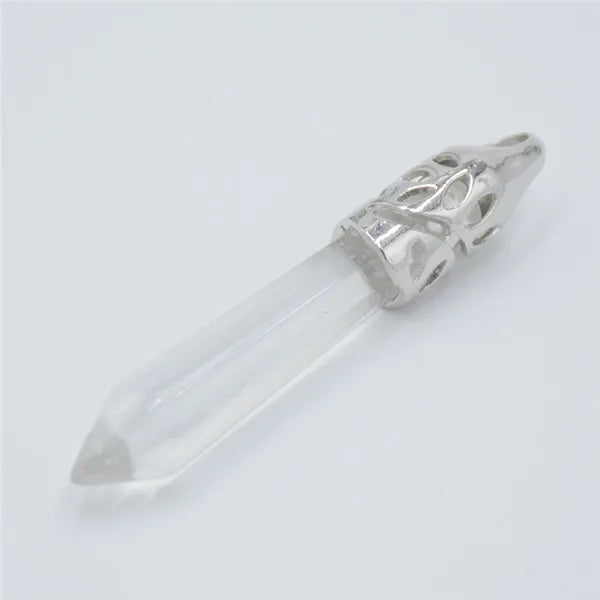 Hexagon Crystal Point Pendant Natural Stone Necklace Charm Reiki Prism Opal Onyx Jasper Turquoise Gift for Men Women