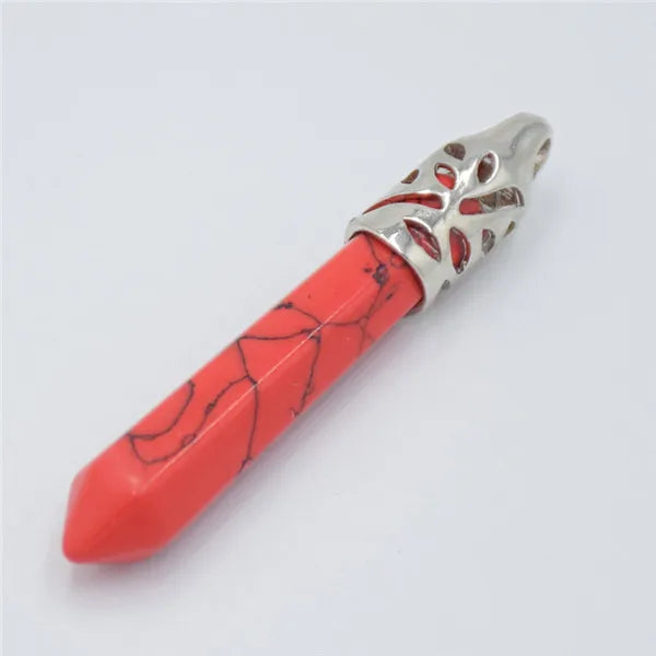 Hexagon Crystal Point Pendant Natural Stone Necklace Charm Reiki Prism Opal Onyx Jasper Turquoise Gift for Men Women