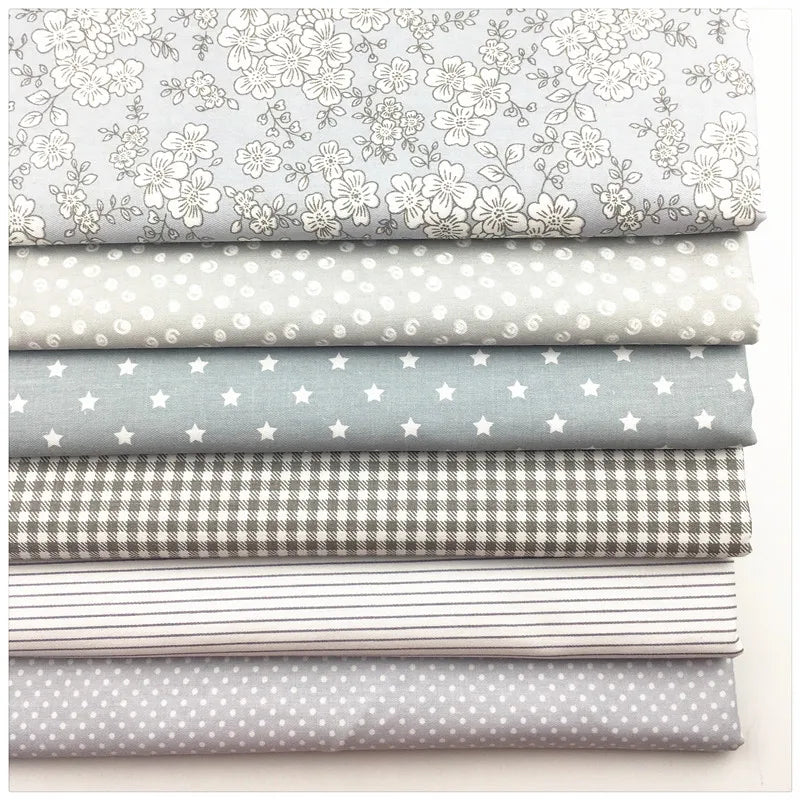 Gray Floral Cotton Fabric 160x50cm Printed Quilting Fabric for Sewing Patchwork Baby Bedding DIY