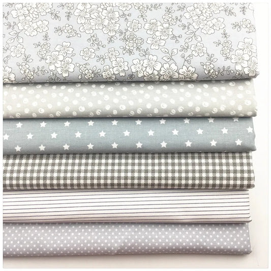 Gray Floral Cotton Fabric 160x50cm Printed Quilting Fabric for Sewing Patchwork Baby Bedding DIY