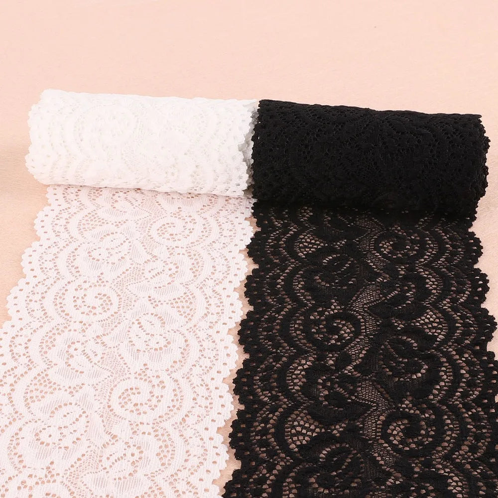 10cm Elastic Lace Trim Black White 2 Yards Stretch Lace Ribbon for Wedding Sewing Hair Bows DIY Garment Accessories