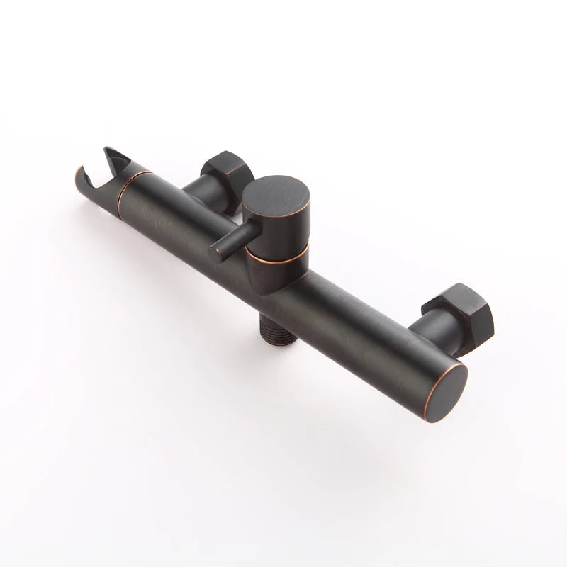 Elegante oliegewreven bronzen bidet spuitset met warm- en koudemixer, slang en handdouche - Perfect voor draagbaar comfort!
