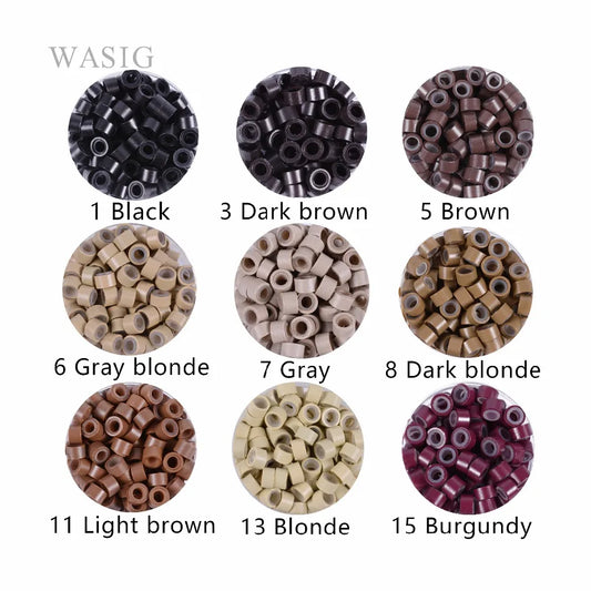Premium 100-pack micro siliconen ringen/links/kralen voor haarextensions - 5.0*3.0*3.0mm krimpkralen & gereedschappen